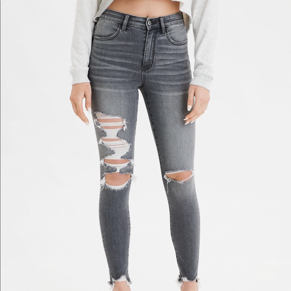 AE Super high rise distressed gray Jegging
